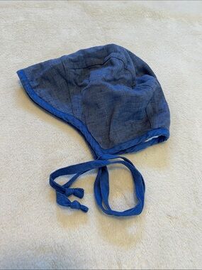 Briar | 6-12 Mo. Baby Blue Cotton Tie Bonnet